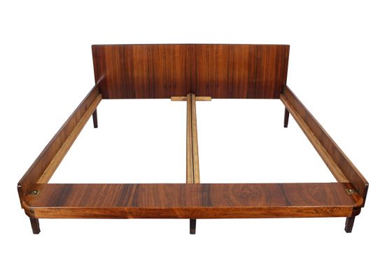 1960s Danish Rosewood And Brass Double*Bed