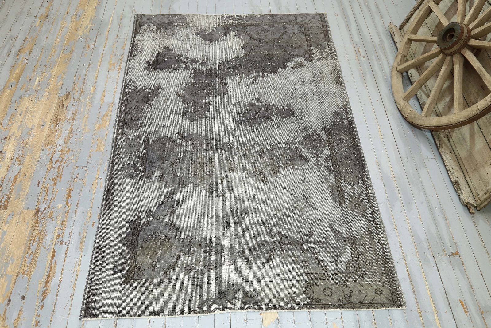 Turkish Rug, Gray, Area Oriental Rug, Vintage Oushak Rug, Traditional Rug, Wool Rug, Oriental Rug
