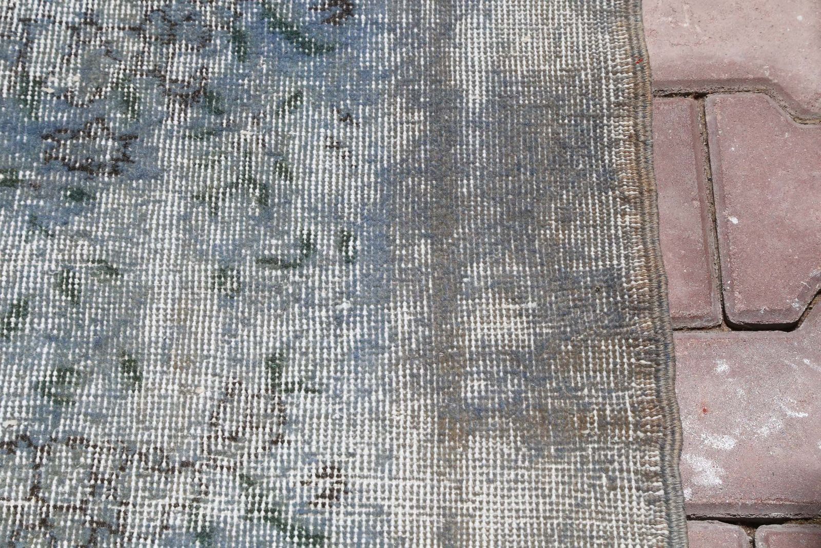 Turkish Rug, Blue Area Rug, Oushak Rug, Blue, Home Decor, Bedroom Decor, Farmhouse, Room Distressed, Hand Knotted Rug, Faded Brown photo vintage