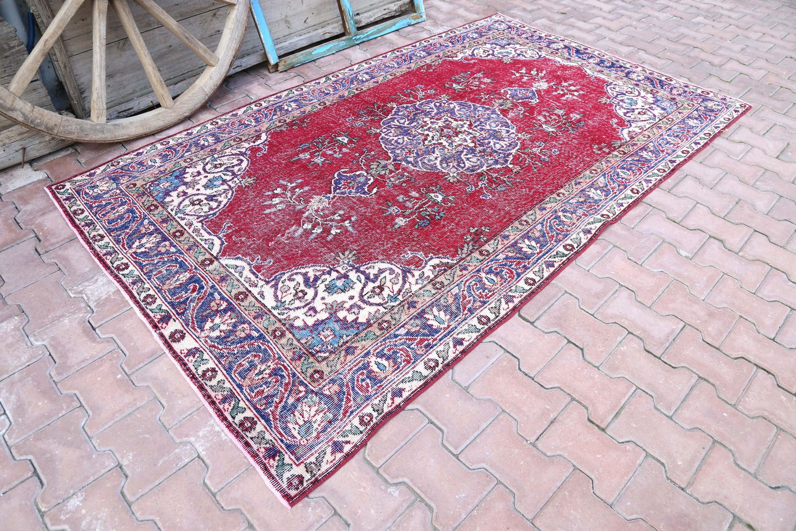 Oriental Rug, Turkish Area Rug, Rugs Handmade, Oushak Rug, Red, Navy Blue, Traditional Rug, Living Room Rug, Red Navy Blue Rugs photo furniture