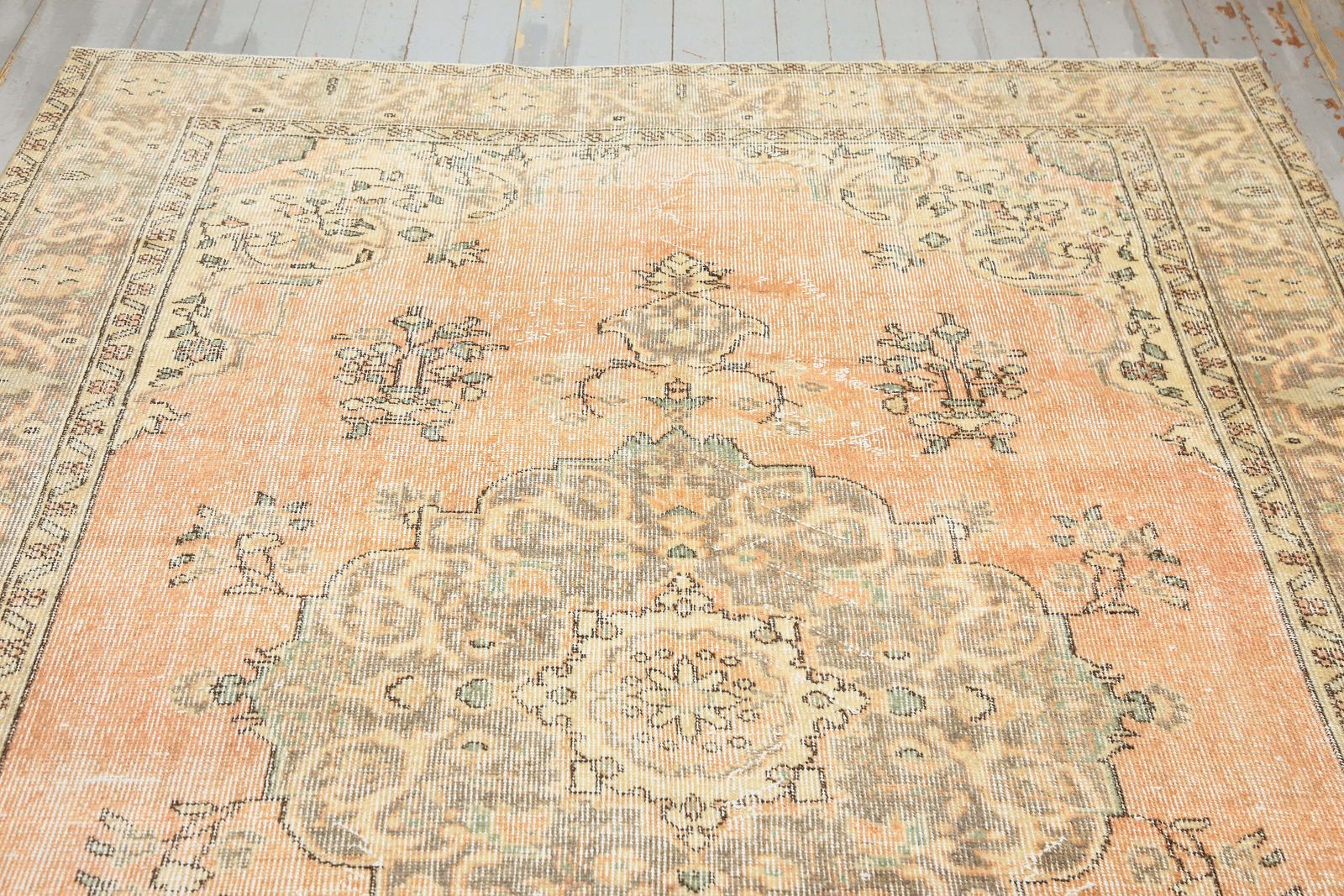 Sweet Faded Orange, Turkish Oushak Vintage Rug, Turkey Area Rug, Carpet Rug, Turkish Carpet, Oriental Rug, Wool Rug, Orange Rug photo 516.0