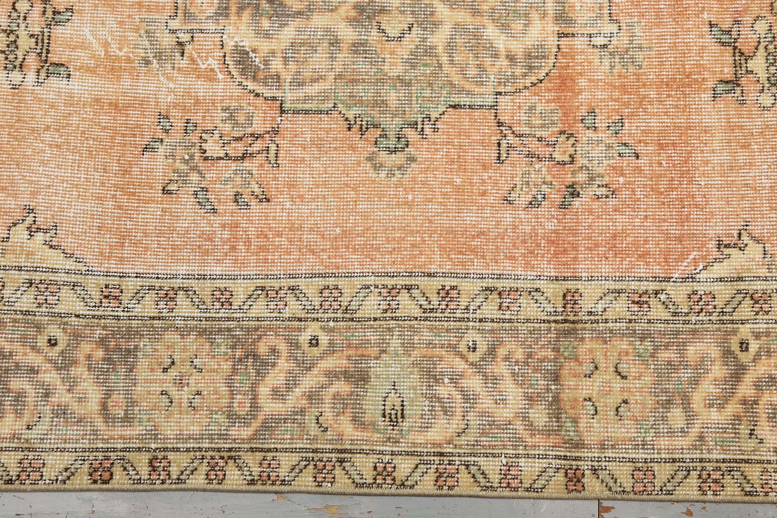 Sweet Faded Orange, Turkish Oushak Vintage Rug, Turkey Area Rug, Carpet Rug, Turkish Carpet, Oriental Rug, Wool Rug, Orange Rug photo vinterior
