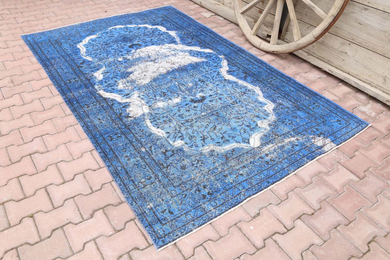 Modern Art, Vintage Rug, Blue, Turkish Rug, Oushak Rug, Area Rug, Blue Rug, Turkey Rug, Home Decor, Carpet, Oriental Rug, Wool Rug photo furniture