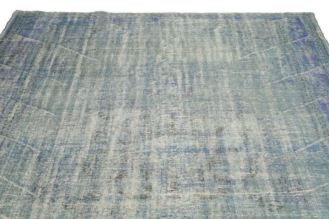 7.1x10.4, Turkish Vintage Area Rug, Oushak Wool Rug, Room Decor, Floral, Living Room Rug, Distressed, Faded Blue, Beige Light Blue Natural photo Textiles