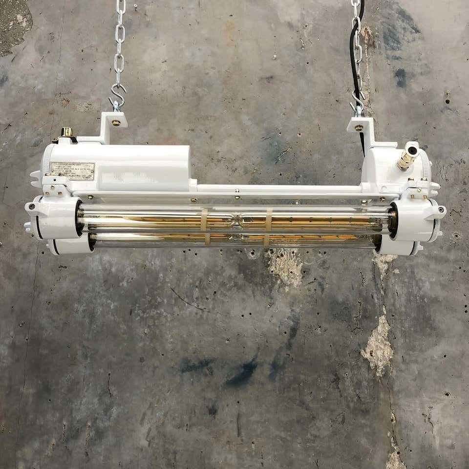 Vintage Industrial Edison L.E.D Flameproof Tube Ceiling Strip Light In White photo Lighting