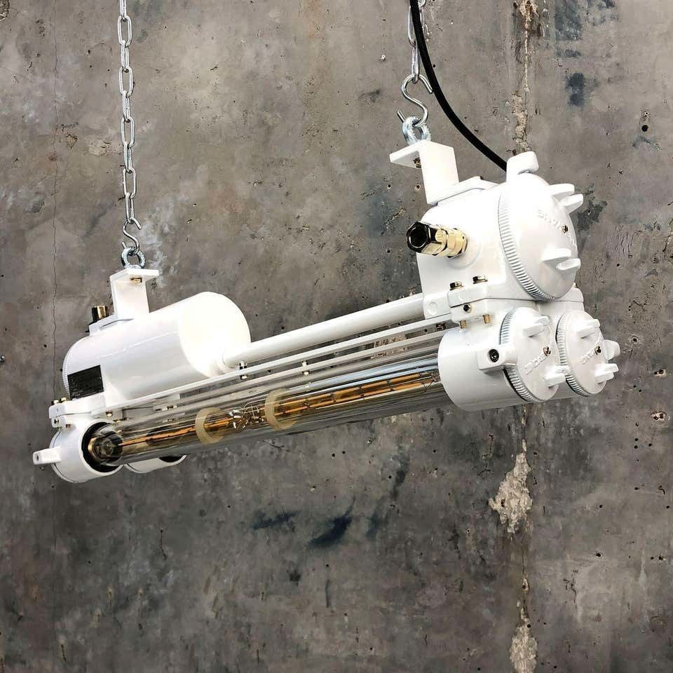 Vintage Industrial Edison L.E.D Flameproof Tube Ceiling Strip Light In White photo buy