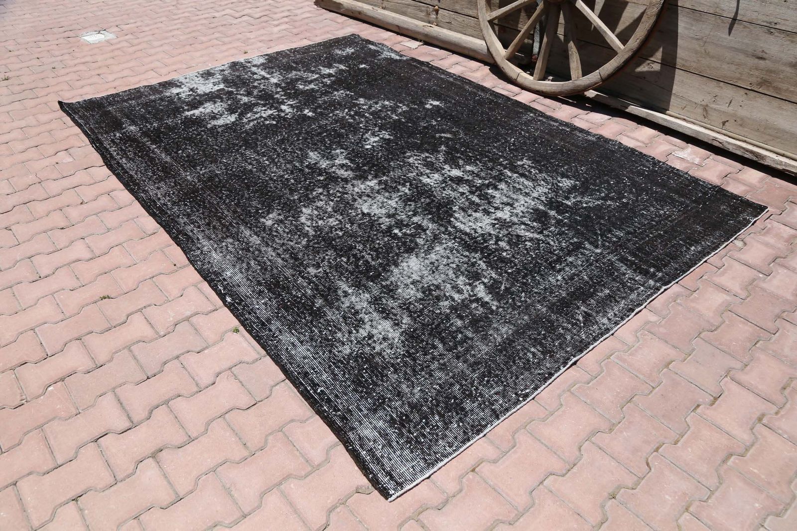 Turkish Rug, Black Oushak Rug, Area Rug, Wool Rug, Distressed Bohemian Rug, Modern Home Decor, Rugs, Distressed Rug photo for sale