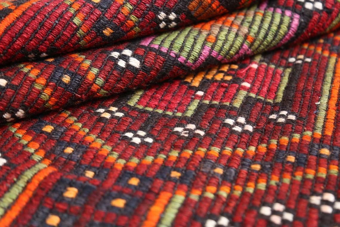 6x10.6 Flatweave Kilim Rug, Turkish Vintage Rug, Oushak Rug, Geometric Rug, Area Rug, Wool Rug, Oriental Rug, Turkey Rug, Diamond Red Rug photo vintage