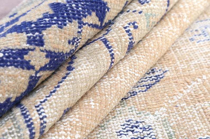 7x10 Heritage, 6.5x9.5, Turkish Vintage Area Oushak Rug, Oriental Bohemian Rug, Wool Cotton Rug, Home Decor, Rugs, Carpet Navy Blue Beige photo vintage
