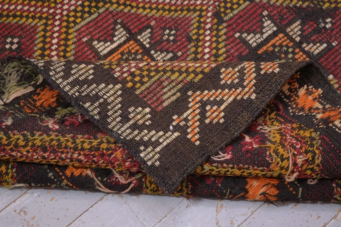 photo for sale 6x10 Kilim Turkish Vintage Rug, Flat Weave Anatolian Rug, Alfombra, Area Rug, Faded Red Orange Geometric Area 5.5x10.2