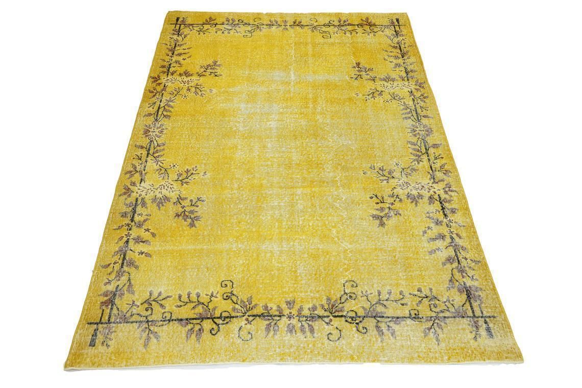 Turkish Rug, Vintage Area Rug, Yellow Floral Living Room Rug, Modern, Turkey Rug, Rugs, Oushak Rug, Wool Rug, Handmade, Rare