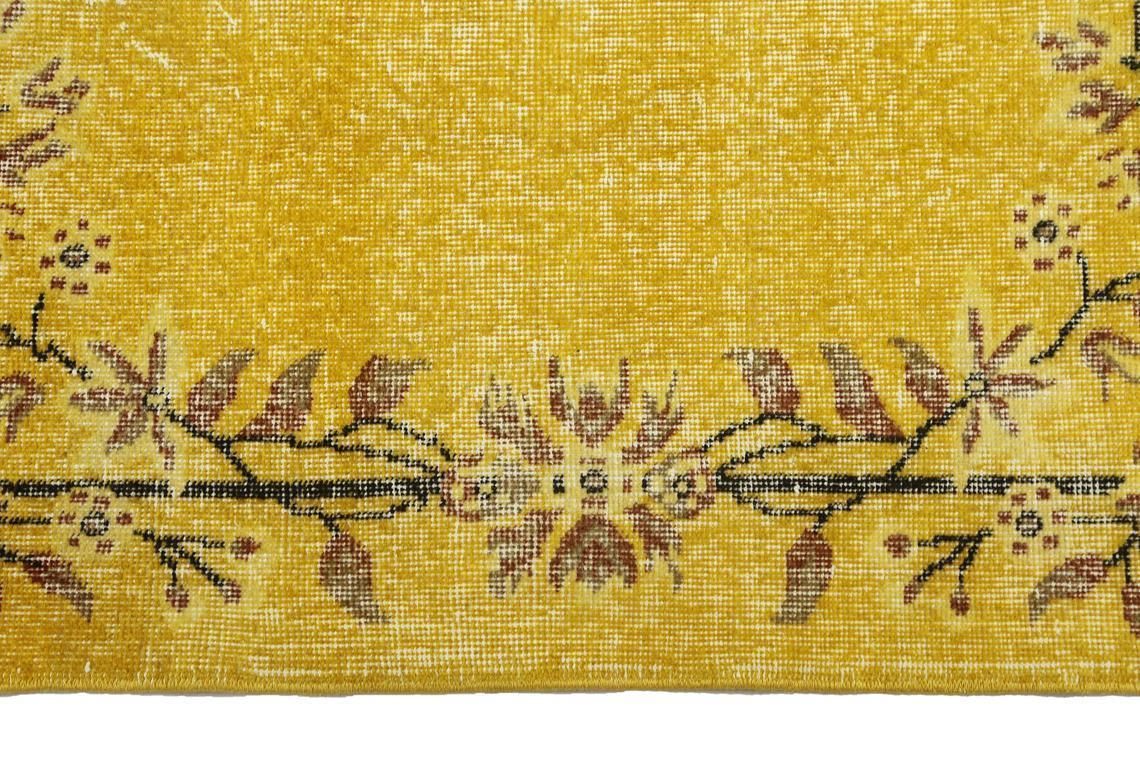 Turkish Rug, Vintage Area Rug, Yellow Floral Living Room Rug, Modern, Turkey Rug, Rugs, Oushak Rug, Wool Rug, Handmade, Rare photo buy