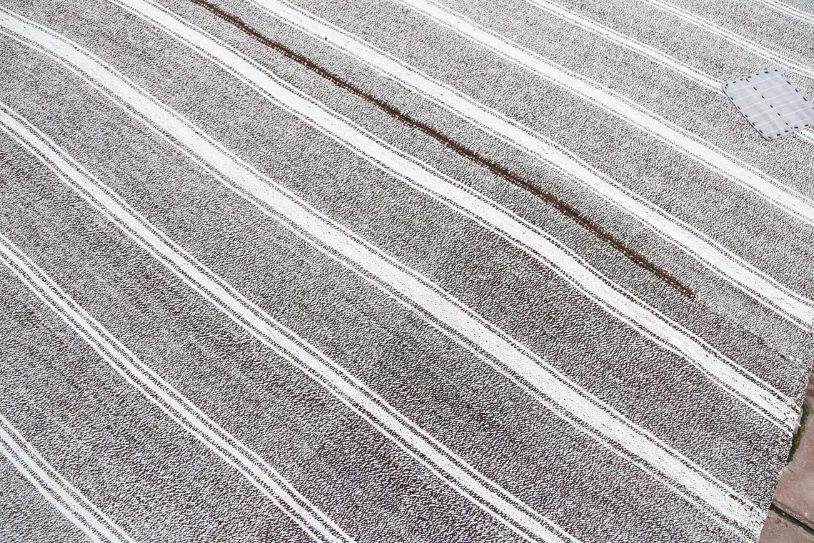 6.6x9.4, Turkish Rug, Kilim, Area Rug, Flatweave, Handwoven, Natural, Handmade, Oushak Rug, Gray, Striped, Turkish Carpet, Flat Weave Rugs photo Textiles