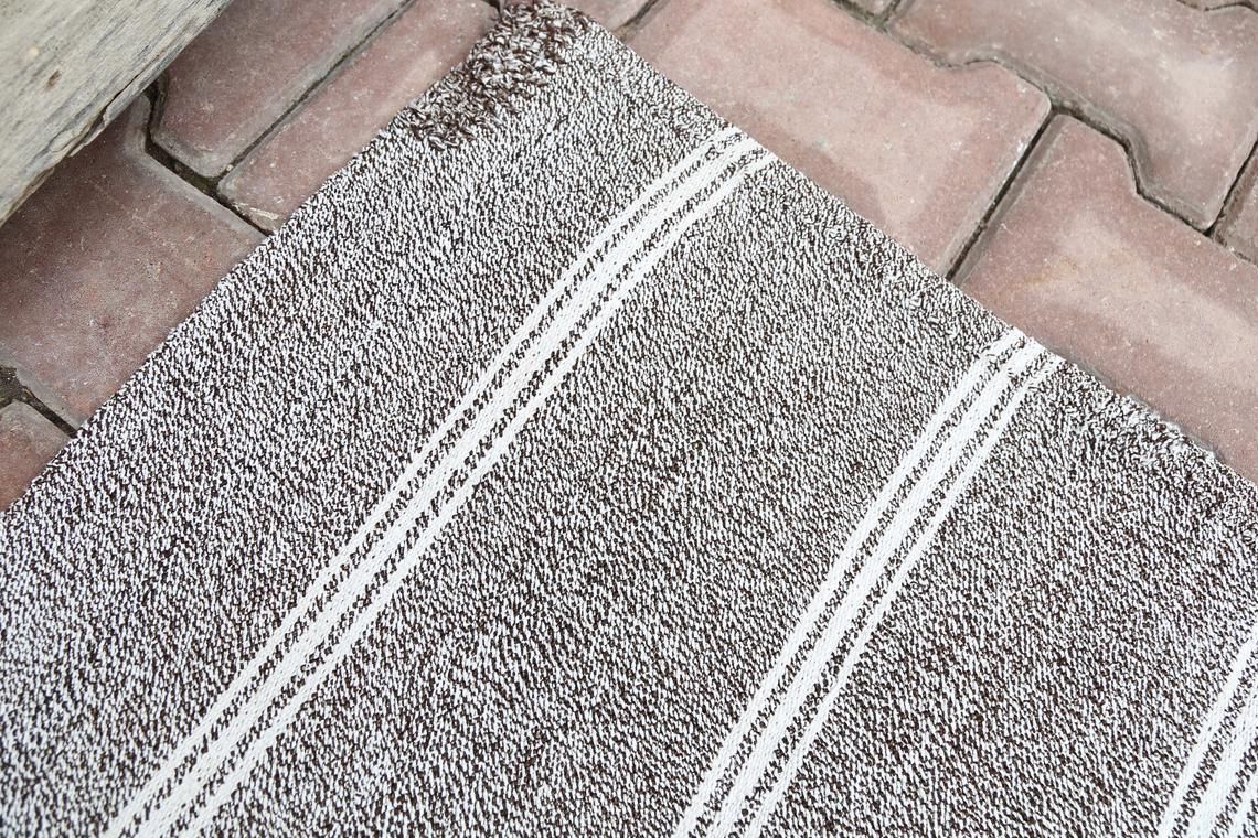 6.6x9.4, Turkish Rug, Kilim, Area Rug, Flatweave, Handwoven, Natural, Handmade, Oushak Rug, Gray, Striped, Turkish Carpet, Flat Weave Rugs photo vintage