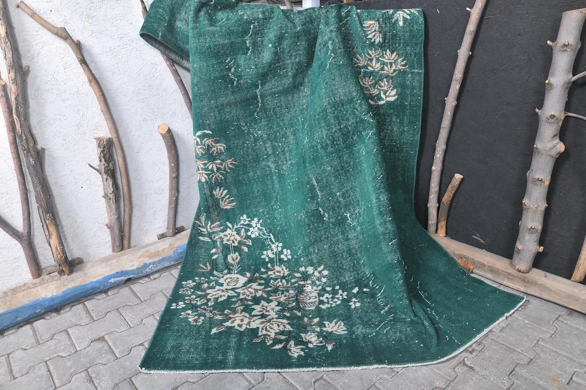 Turkish Rug, Area Rug, Handmade Rug, Wool, Vintage Rug, Bohemian Rug, Farmhouse Rug, Floral, Oushak Rug, Authentic Rug, Carpet photo vintage