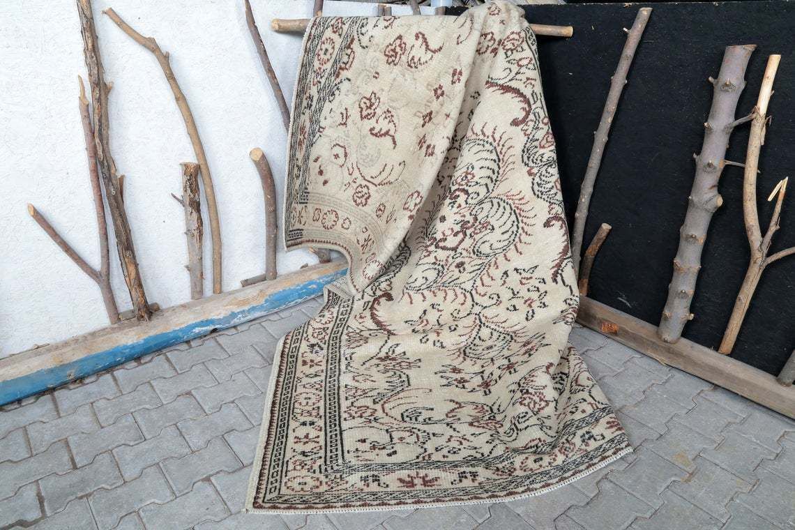photo for sale Turkish Rug, Vintage Rug, Oushak Rug, Floral Rug, Area Rug, Wool Rug, Room Decor, Living Room Rug, Turkey Rug, Handmade, Beige