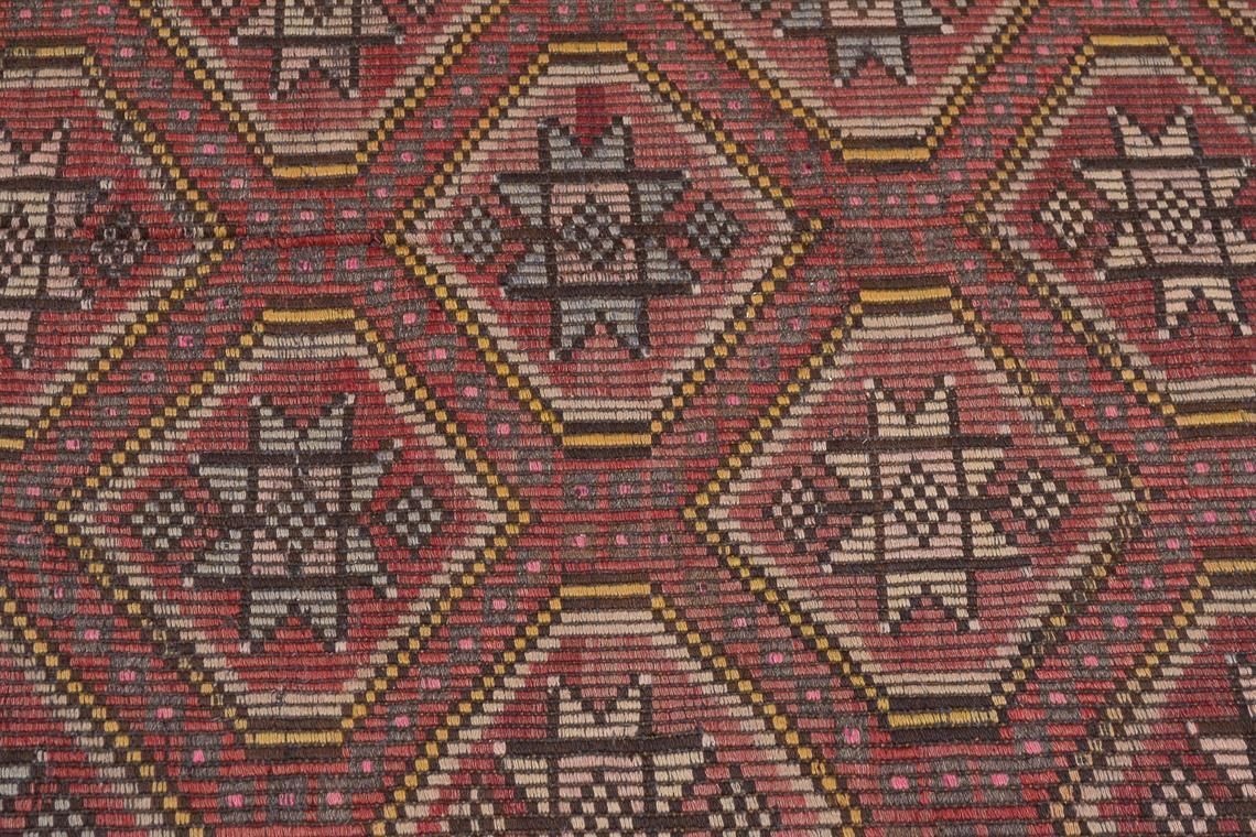 49x105, Turkish Kilim Flatweave Runner, Vintage Oushak Kilim, Wool, Handmade, Hallway Runner, Home Decor, Turkish Runner, Faded Red, Rug photo 418.0
