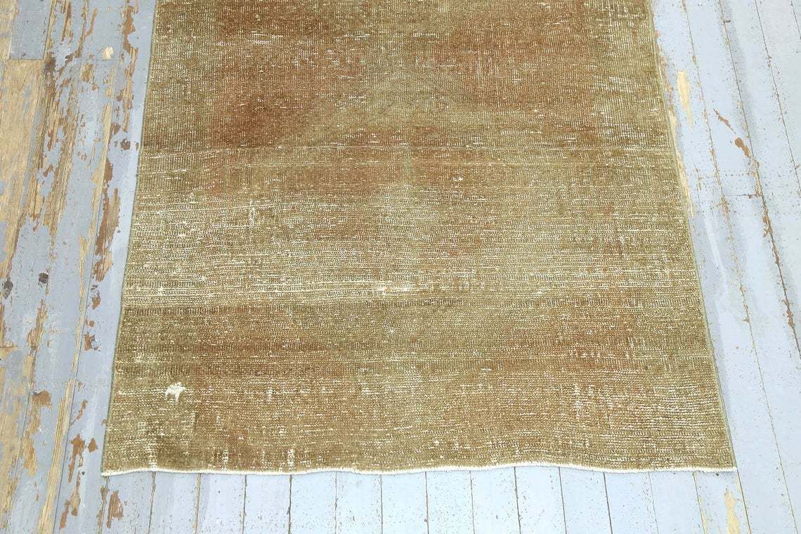 Turkish Runner Rug, Vintage Oushak Rug Home Decor, Low Pile Wool Rug Runner, Bohemian, Runner Rug, Beige Gold Tan Faded Naturalprice: photo 381.0