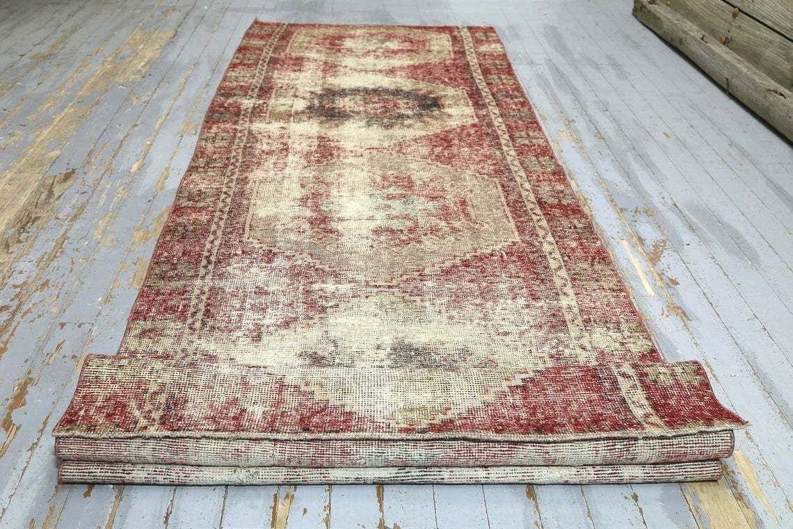 photo furniture Turkish Oushak Runner, Vintage Runner, Wool Rug, Home Decor, Farmhouse Decor, Rug Runner, Boho Rug, Runner Rug, Faded Red Rug