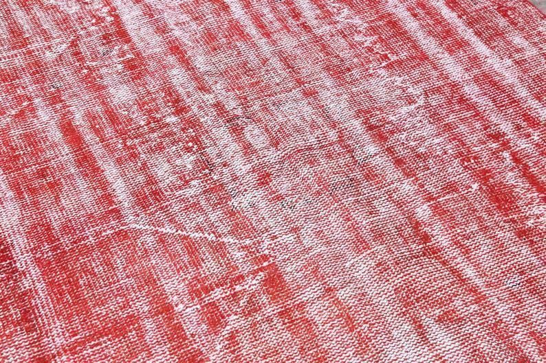 5.1x8.5, Vintage Distressed Red Turkish Rug, Vintage Area Rug, Wool Rug, Turkey Rug, Rugs, Modern, Contemporary Mid Century Farmhouse Decor photo Textiles