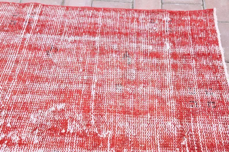5.1x8.5, Vintage Distressed Red Turkish Rug, Vintage Area Rug, Wool Rug, Turkey Rug, Rugs, Modern, Contemporary Mid Century Farmhouse Decor photo buy
