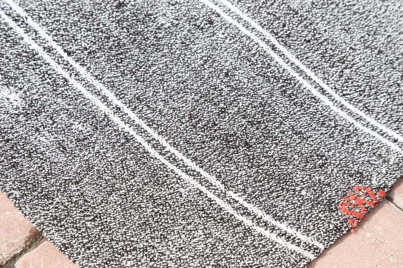 6x8 Kilim Flatweave Stripped Turkish Rug, Oushak Rug, Vintage Rug, Gray Rug, Bohemian Rug, Area Rug, Rug, Carpet, Modern Stripe 6.3x8.2 photo vinterior