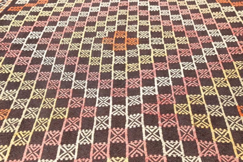 4.8x9.7, Flat Weave Rug, Kilim Rug, Vintage Kelim, Turkish Rug, Vintage Area Rug, Bohemian Rug, Kilim Rug, Brown Beige photo Textiles