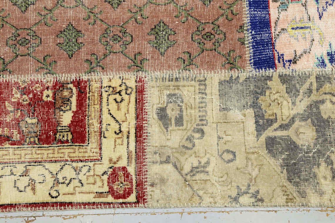 Turkish Patchwork Rug, Vintage Rug, Oushak Rug, Turkey Rug, Contemporary Rug, Modern, Handmade photo vinterior