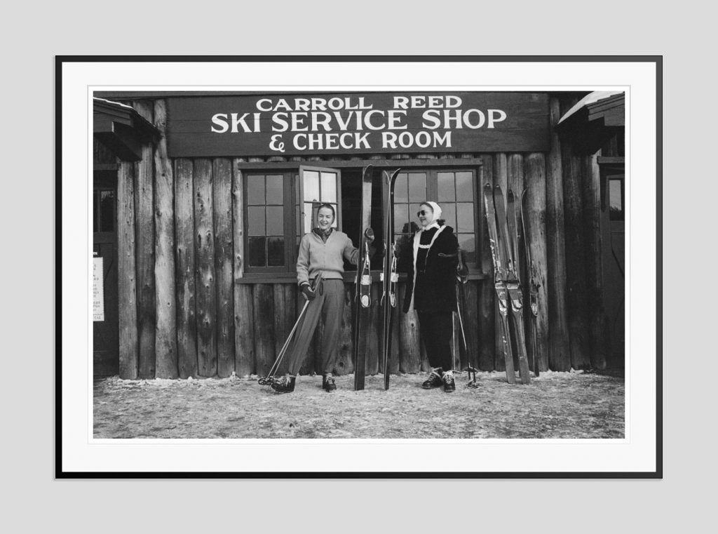 Slim Aarons 'New England Skiing' 1955 Oversize Black Frame Silver Gelatine Resin Print