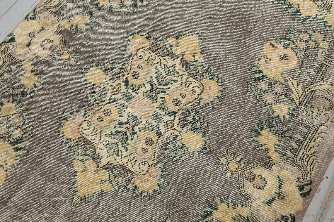 Turkish Vintage Rug, Oushak Bohemian Rug, Wool Rug, Oriental Rug, Home Decor, Carpet, Faded Brown Beige Rug, Rugs, Distressed 5.2x8.8 photo vintage