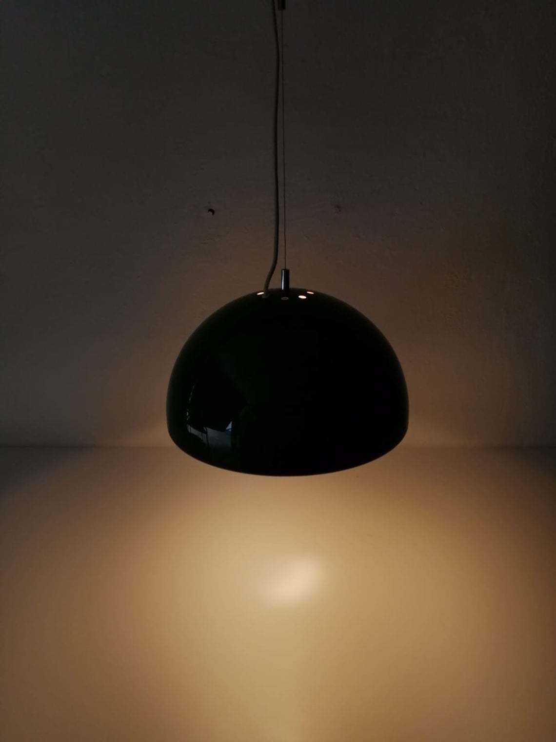 Reggiani Goffredo Wonderful Green Metal Suspension Lamp, 1960s Italy photo Lighting
