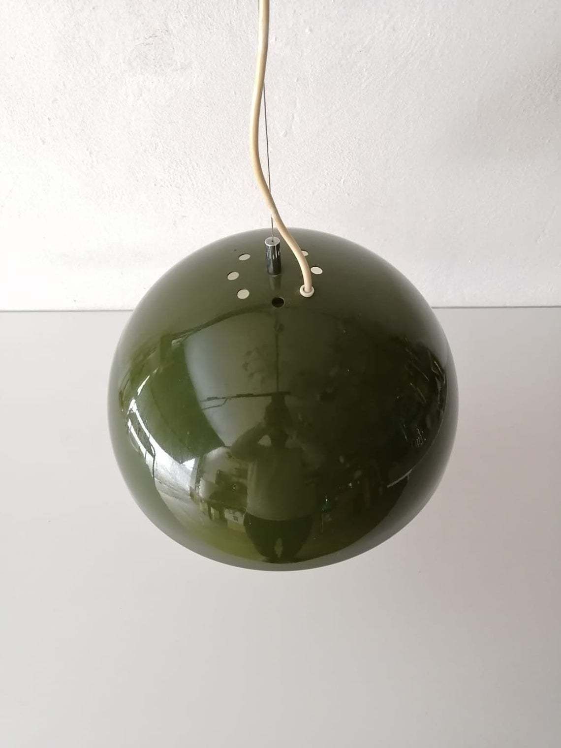Reggiani Goffredo Wonderful Green Metal Suspension Lamp, 1960s Italy photo 3040.48
