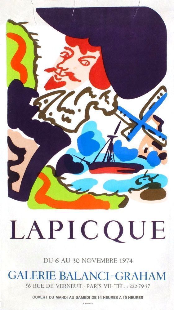 Lapicque Charles   Mourlot Lithograph Poster   Exhibition Balanci Graham Gallery 1974