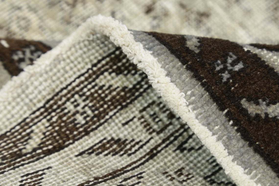 photo furniture Fossil Rug, Handmade Turkish Rug, Anatolian Oushak Rug, Turkey Vintage Area Rug, Hand Knotted Gray Brown Distressed Floral Rug
