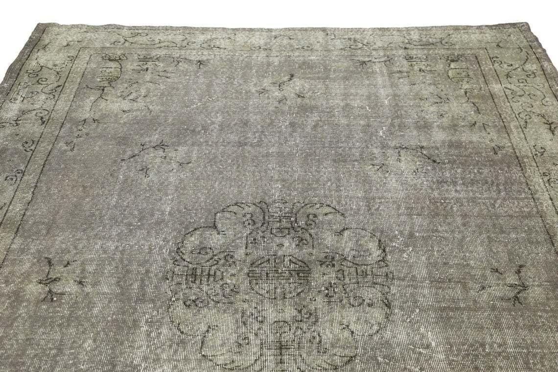 Antique Turkish Oushak Area Rug, Anatolian Handwoven Gray Beige Brown, Bohemian Wool Rug, Rugs, Boho Luxury Chic Distressed 6.9x10.2 photo 618.0