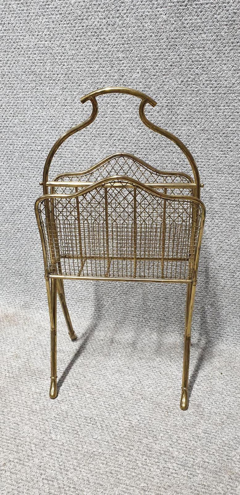 Edwardian Brass Magazine Rack photo for sale