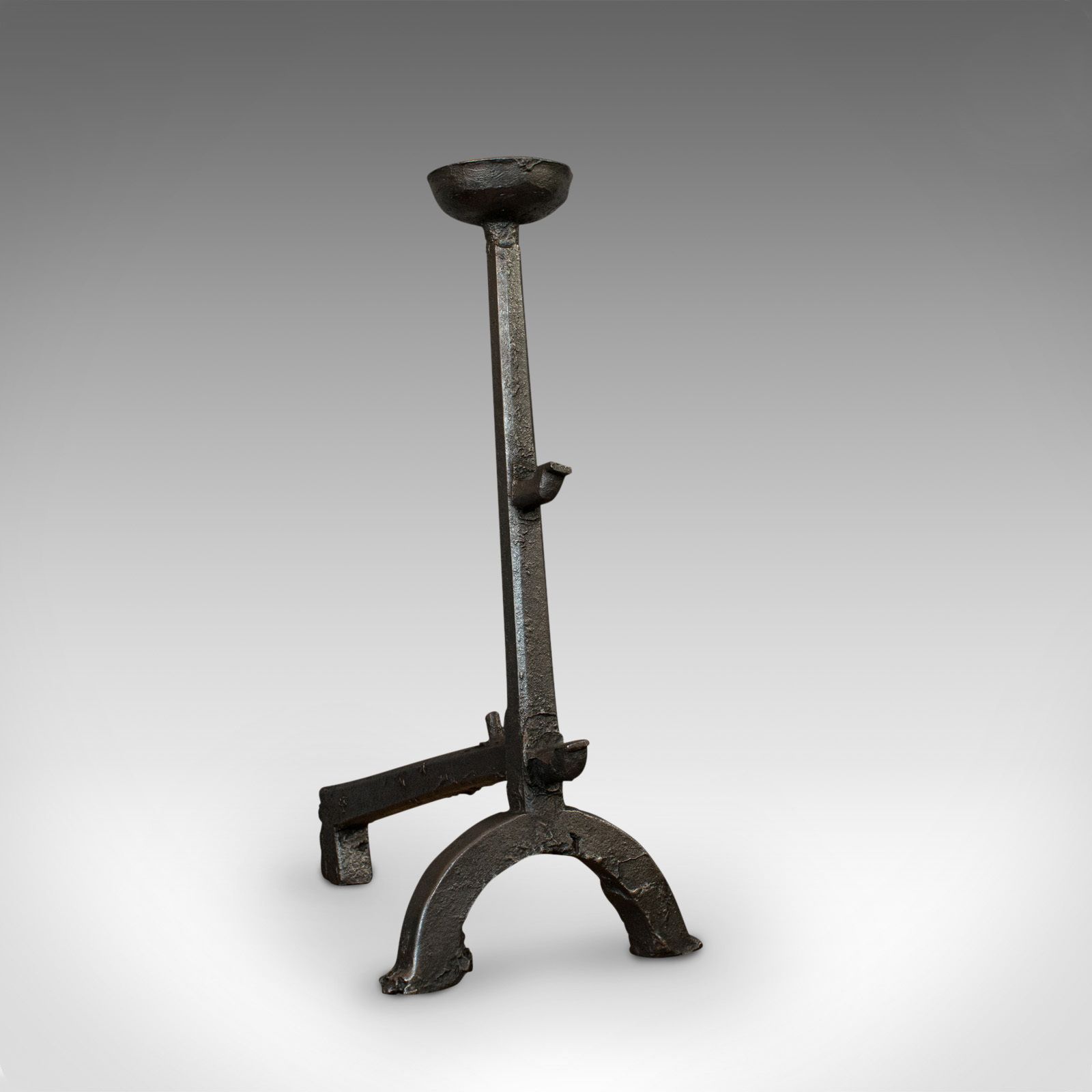 Large, Antique Decorative Andiron, Iron, Fireside, Firedog, Candle, Georgian