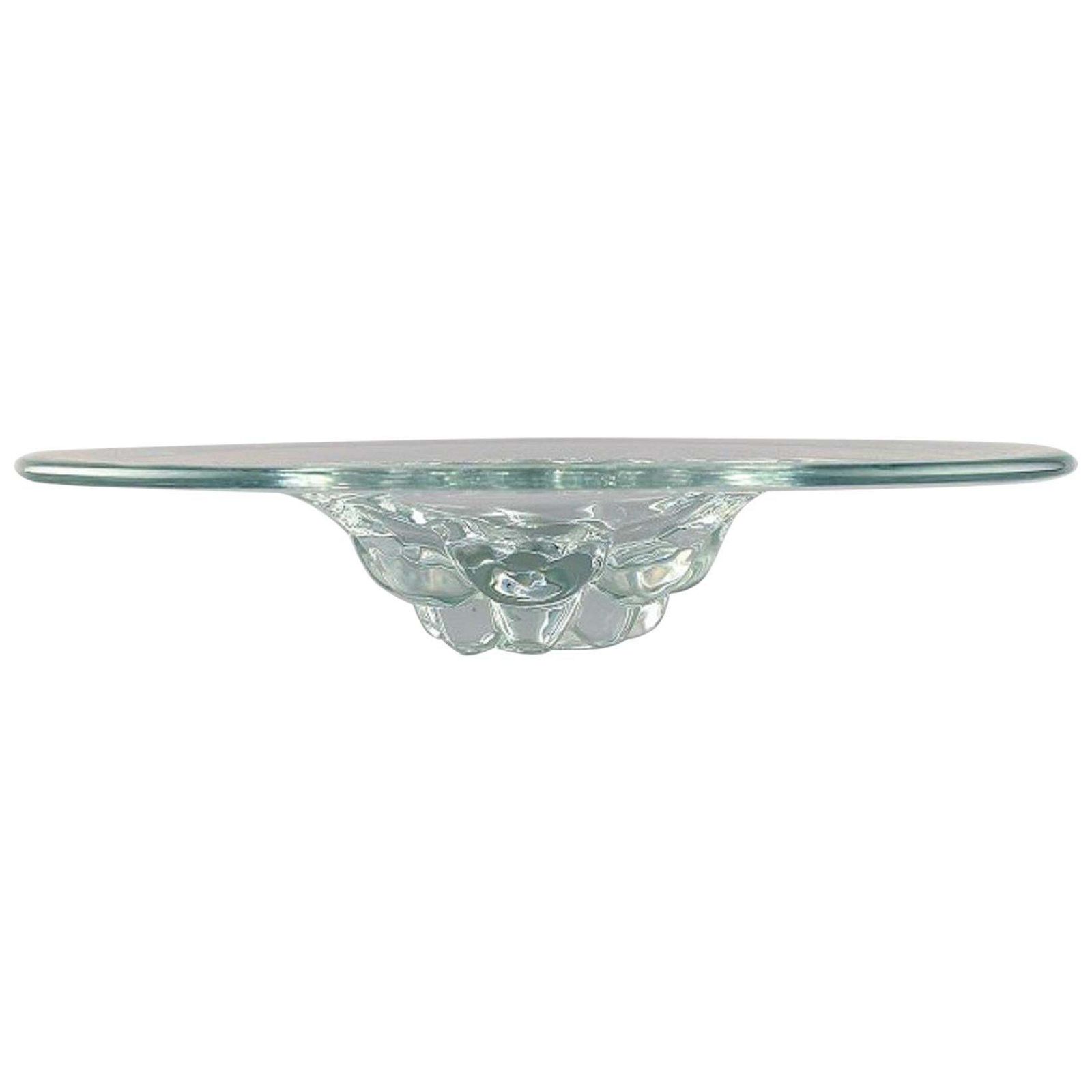 Scandinavian Glass Artist, Large Bowl In Mouth Blown Art Glass, 1960s 1970s