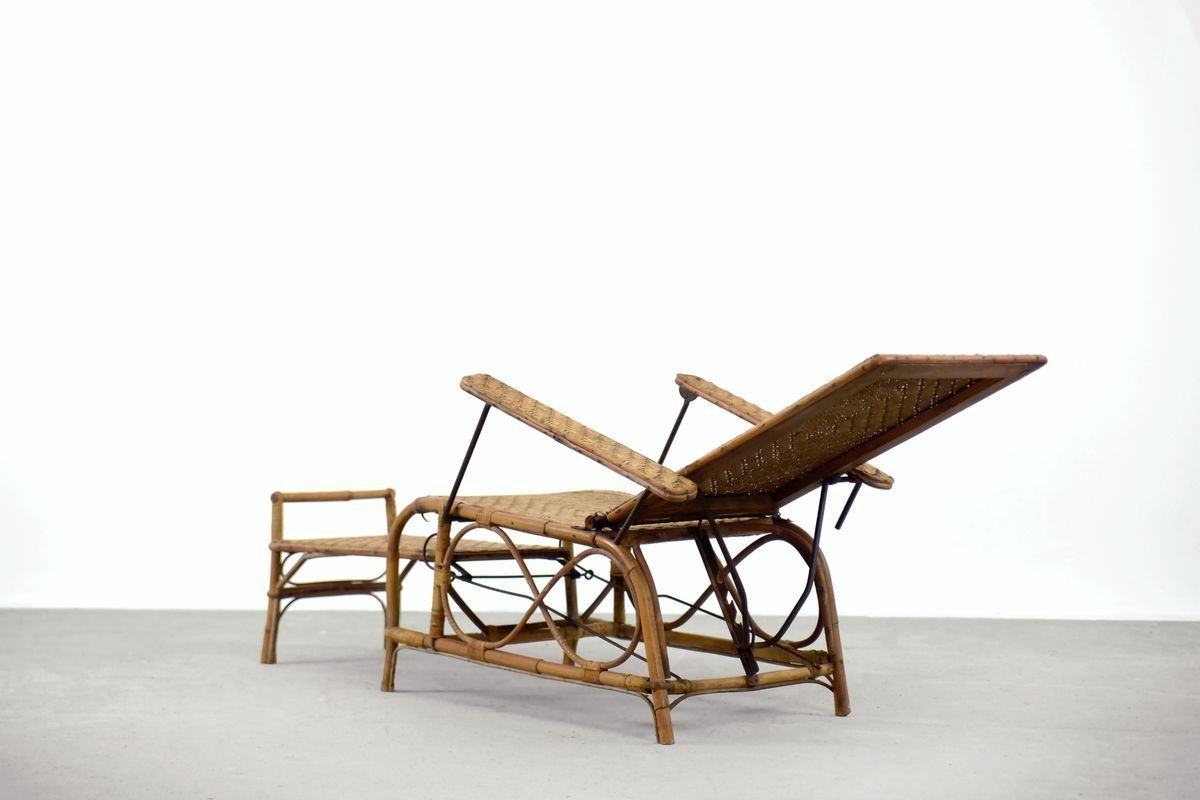 Vintage Bauhaus Rattan Chair With Ottoman By Erich Dieckmann, 1930s, Set Of 2 photo furniture