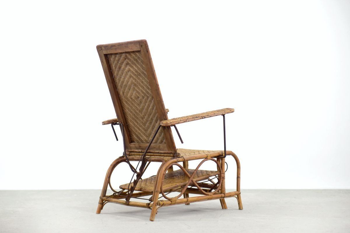 photo for sale Vintage Bauhaus Rattan Chair With Ottoman By Erich Dieckmann, 1930s, Set Of 2