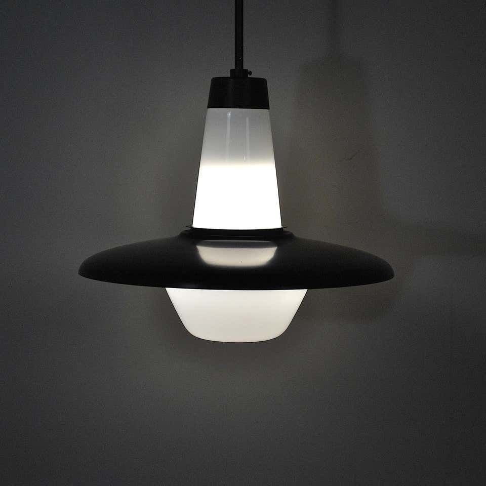 Italian Chandelier With Part Lighitng In Opal Glass, Late 1960s photo 967.2