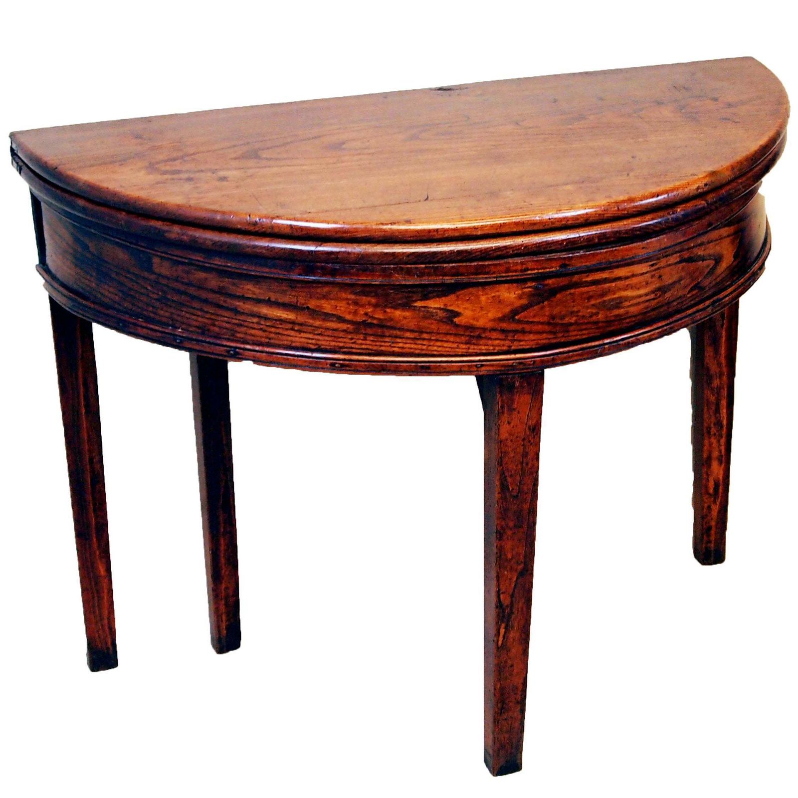 English 18th Century Demi Lune Antique Country Tea Table (England, Circa 1780)