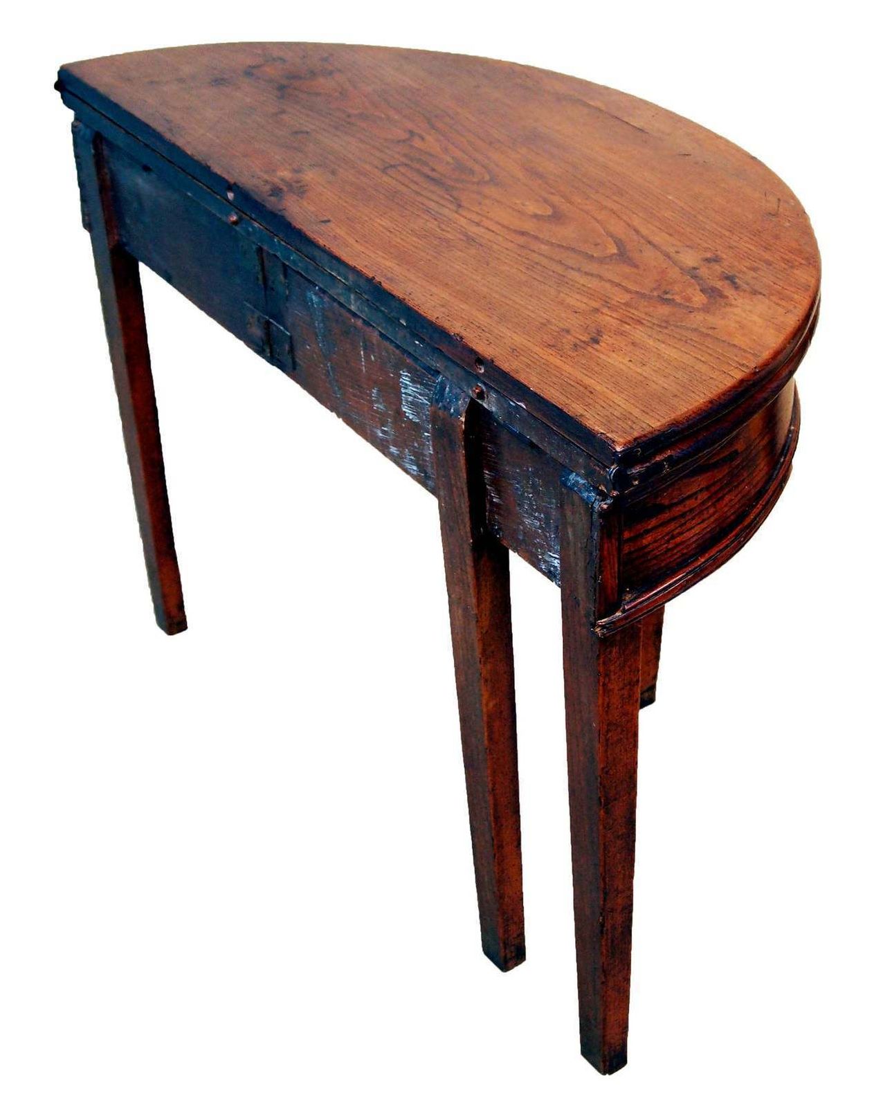 English 18th Century Demi Lune Antique Country Tea Table (England, Circa 1780) photo furniture