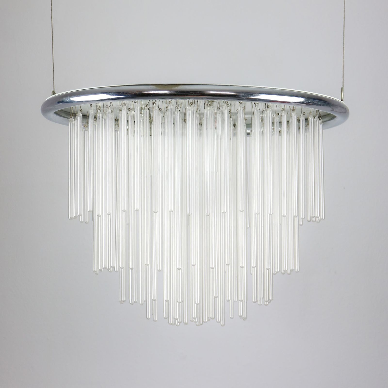 Minimalist Hand Blown Glass Chandelier, 1 Of 15, 1970s