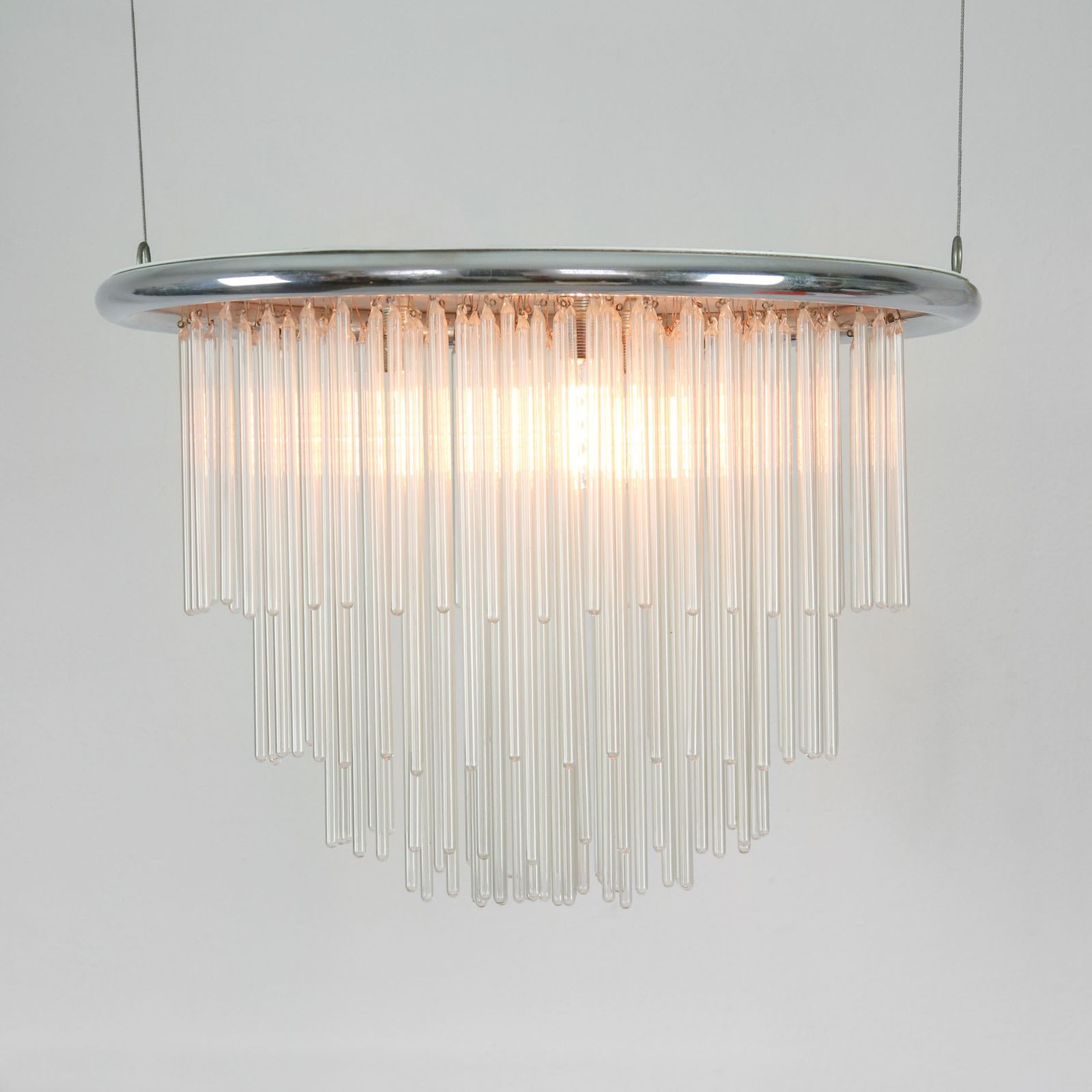 Minimalist Hand Blown Glass Chandelier, 1 Of 15, 1970s photo furniture