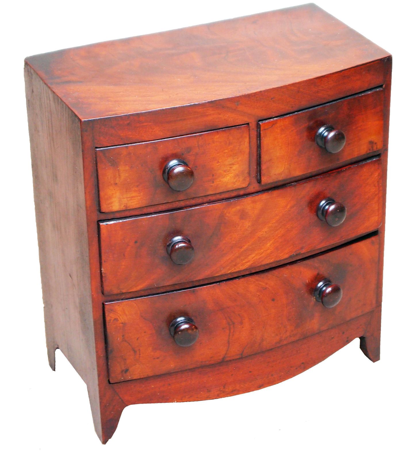 Antique Miniature Mahogany Bow Chest (England, Circa 1860) photo for sale