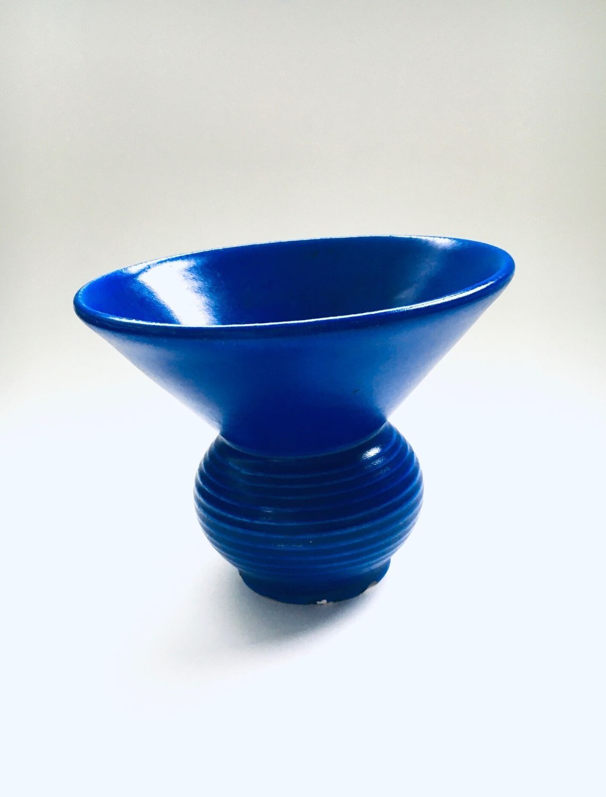 Postmodern Design Ceramic Vase In Yves Klein Blue, West Germany 1960s photo Home Decor