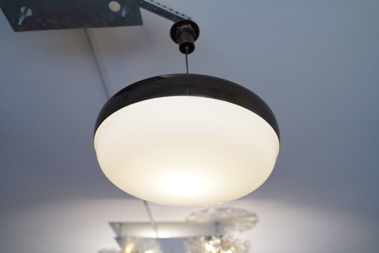 Midcentury Italian "Ufo" Chandelier By Stilnovo. Italy 1950s photo for sale