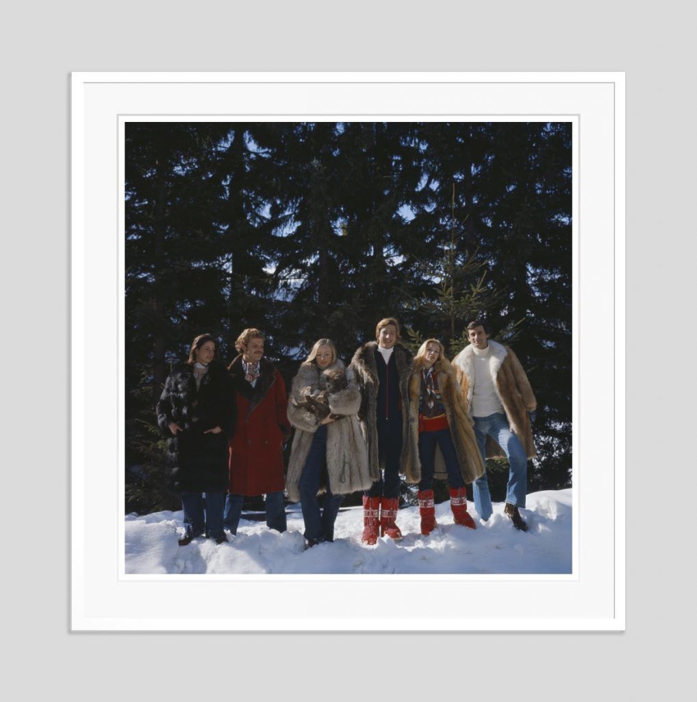 Slim Aarons 'Guests At The Furstenberg Villa' 1975 Oversize C Type Print Framed In White
