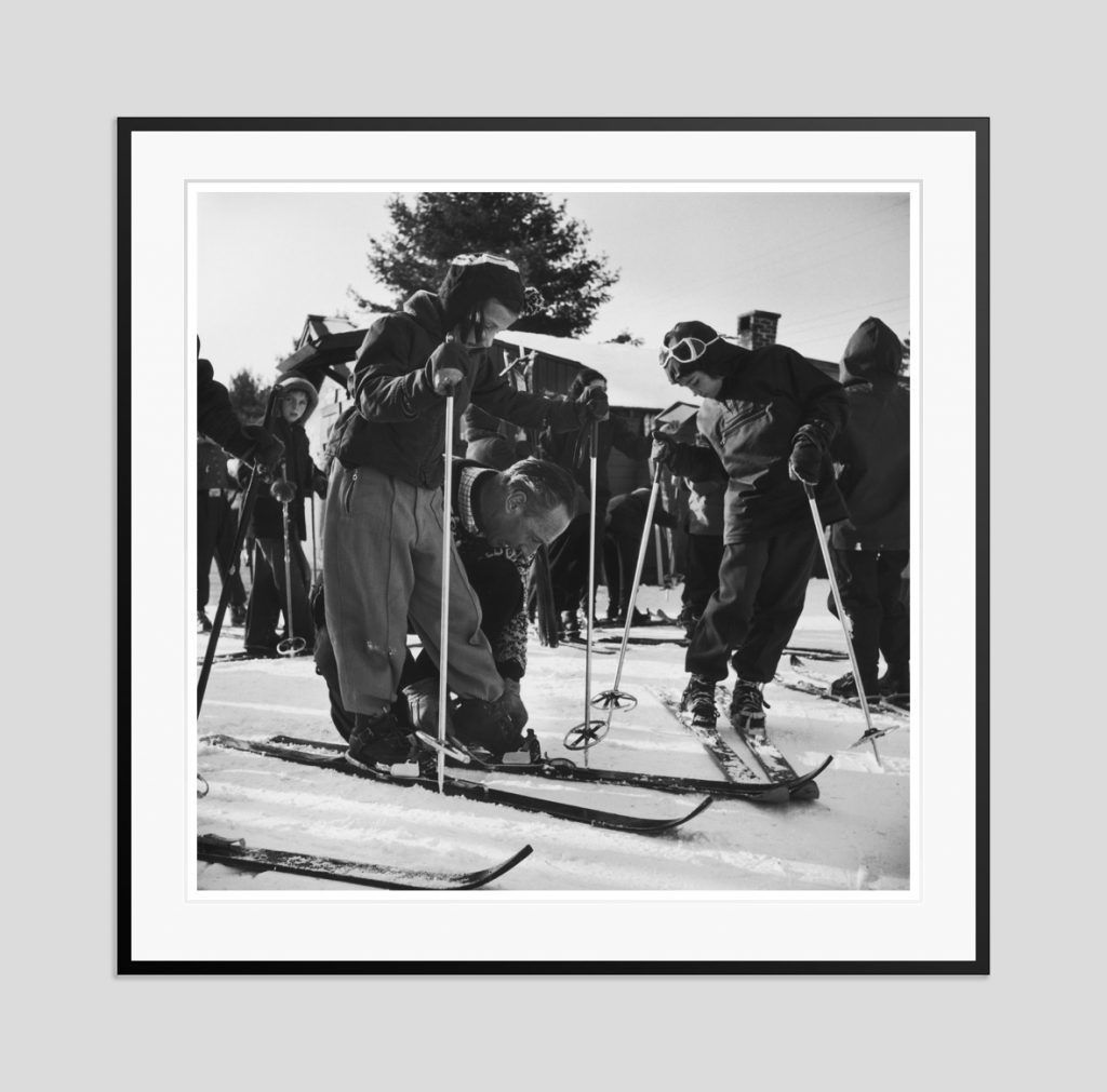 Slim Aarons 'New England Skiing' 1955 Oversize Silver Gelatin Print Framed In Black